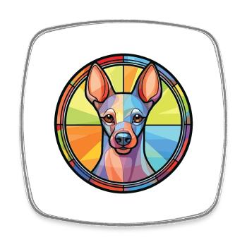 American Hairless Terrier Dog Breed Watercolor - Square fridge magnet - white - Front