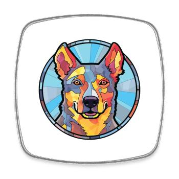 Bouvier australien chien race aquarelle colorée - Magnet carré - blanc - Devant