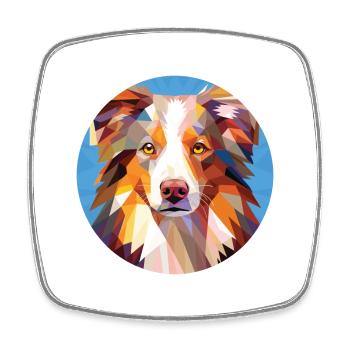 Australian Shepherd Hunderasse Buntes Aquarell - Viereckiger Kühlschrankmagnet - Weiß - Vorne