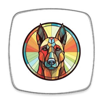 Belgian Malinoi Dog Breed Watercolor Illustration - Square fridge magnet - white - Front