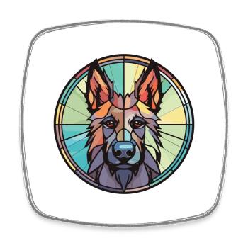 Chien de berger belge chien race aquarelle Illustration - Magnet carré - blanc - Devant