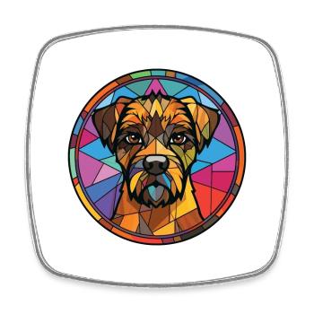 Border Terrier chien race aquarelle Illustration - Magnet carré - blanc - Devant