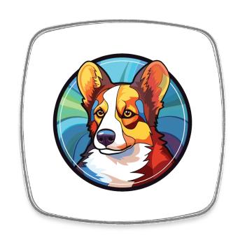 Cardigan Welsh Corgi chien race aquarelle colorée - Magnet carré - blanc - Devant