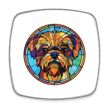 Illustration aquarelle de race de chien griffon de Bruxelles - Magnet carré - blanc - Devant