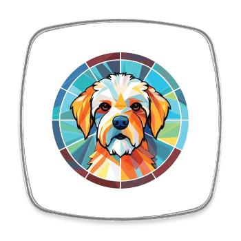 Français Tricolore chien chien race aquarelle verre - Magnet carré - blanc - Devant