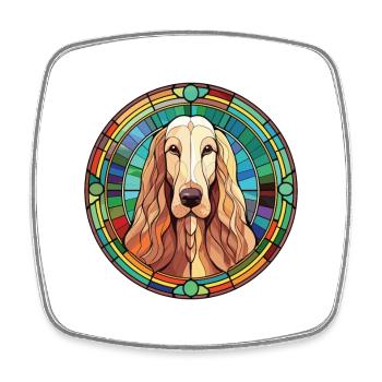 Lévrier afghan race chien illustration à l’aquarelle - Magnet carré - blanc - Devant