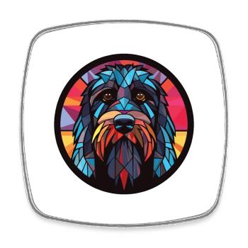 Schwarz Russischer Terrier Hunderasse Aquarellglas - Viereckiger Kühlschrankmagnet - Weiß - Vorne