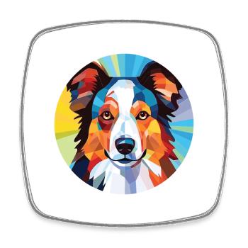 Border Collie chien race aquarelle Illustration - Magnet carré - blanc - Devant