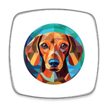 French Gascony Pointer Dog Breed Watercolor Glass - Square fridge magnet - white - Front