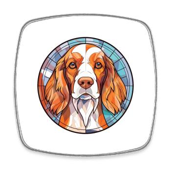 Irischer roter und weißer Setter Hund Rasse Aquarell - Viereckiger Kühlschrankmagnet - Weiß - Vorne