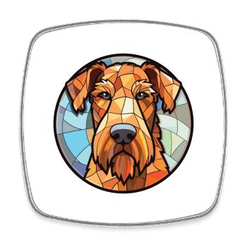 Airedale Terrier Hunderasse Aquarell Illustration - Viereckiger Kühlschrankmagnet - Weiß - Vorne