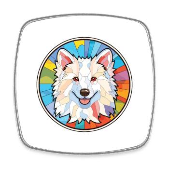 Illustration à l’aquarelle de race de chien esquimau américain - Magnet carré - blanc - Devant