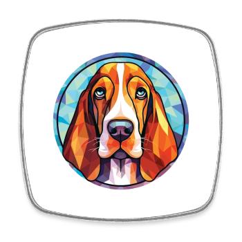 Basset Hound Chien Race Aquarelle Illustration - Magnet carré - blanc - Devant