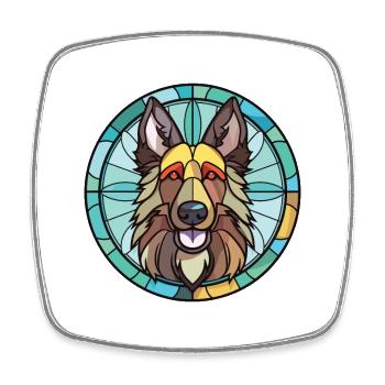 Belgian Tervuren Dog Breed Watercolor Illustration - Square fridge magnet - white - Front