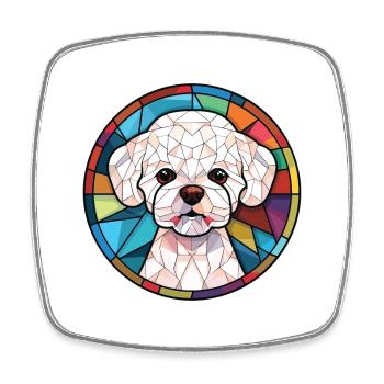 Bichons frisé race de chien Illustration à l’aquarelle - Magnet carré - blanc - Devant