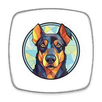 Beauceron Hunderasse Aquarell Glas Illustration - Viereckiger Kühlschrankmagnet - Weiß - Vorne