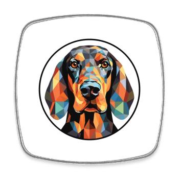 Noir et Tan Coonhound chien race verre aquarelle - Magnet carré - blanc - Devant