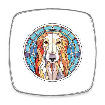 Borzoi Dog Breed Colorful Watercolor Illustration - Square fridge magnet - white - Front