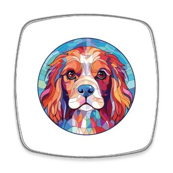Cavalier King Charles Spaniel chien race aquarelle - Magnet carré - blanc - Devant