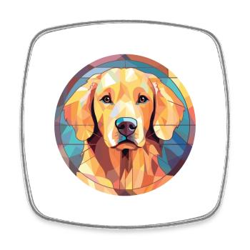 Deutsche Spitz Hunderasse Aquarell Illustration - Viereckiger Kühlschrankmagnet - Weiß - Vorne