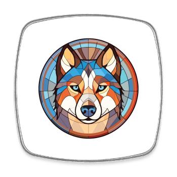 Husky-Hunderasse Bunte Aquarell-Illustration - Viereckiger Kühlschrankmagnet - Weiß - Vorne
