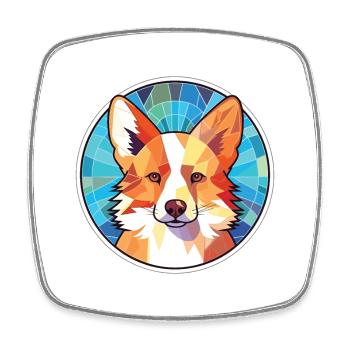 Icelandic Sheepdog Dog Breed Colorful Watercolor - Square fridge magnet - white - Front