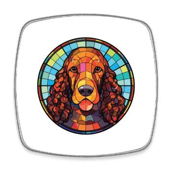 Irish Water Spaniel Dog Breed Colorful Watercolor - Square fridge magnet - white - Front