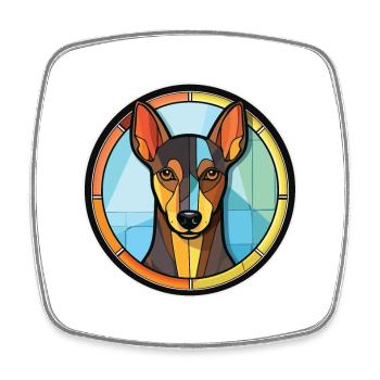 Manchester Terrier chien race aquarelle colorée - Magnet carré - blanc - Devant