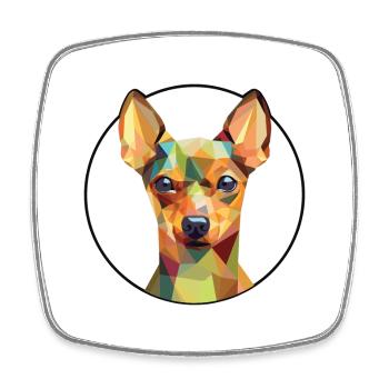 Pinscher miniature chien race aquarelle colorée - Magnet carré - blanc - Devant