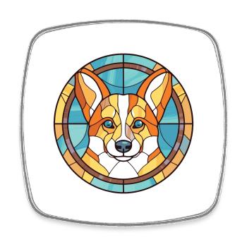 Norvégien Lundehund chien race aquarelle colorée - Magnet carré - blanc - Devant