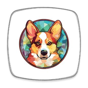 Pembroke Welsh Corgi chien race aquarelle colorée - Magnet carré - blanc - Devant