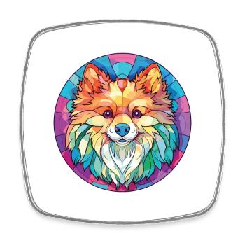Pommersche Hunderasse Aquarell Glas Illustration - Viereckiger Kühlschrankmagnet - Weiß - Vorne