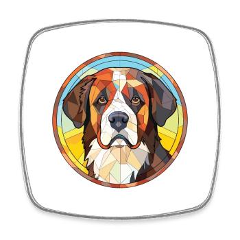 St Bernard Dog Breed Watercolor Glass Illustration - Square fridge magnet - white - Front