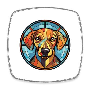 Mudie Dog Breed Colorful Watercolor Illustration - Square fridge magnet - white - Front