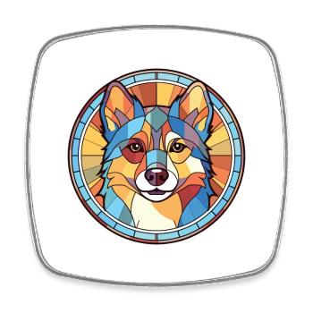 Norwegian Buhund Dog Breed Watercolor Illustration - Square fridge magnet - white - Front