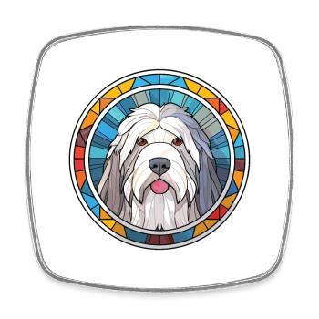 Old English Sheepdog Dog Breed Colorful Watercolor - Square fridge magnet - white - Front