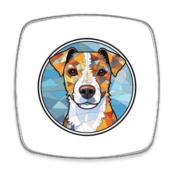 Parson Russell Terrier Dog Breed Watercolor Glass - Square fridge magnet - white - Front