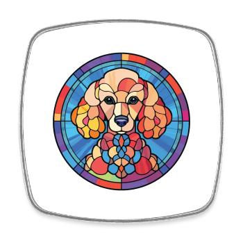 Caniche chien race coloré aquarelle Illustration - Magnet carré - blanc - Devant