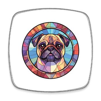 Mopshund Rasse bunte Aquarell-Illustration - Viereckiger Kühlschrankmagnet - Weiß - Vorne