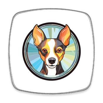 Ratterrier-Hunderasse Aquarell-Illustration - Viereckiger Kühlschrankmagnet - Weiß - Vorne