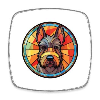 Illustration à l’aquarelle de race de chien Terrier écossais - Magnet carré - blanc - Devant