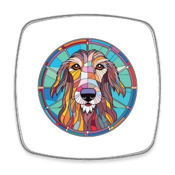 Scottish Deerhound Dog Breed Colorful Watercolor - Square fridge magnet - white - Front