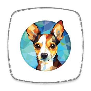 Jouet Fox Terrier chien race aquarelle Illustration - Magnet carré - blanc - Devant