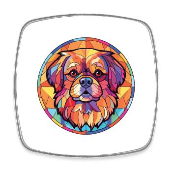 Tibetische Spaniel-Hunderasse Aquarell-Illustration - Viereckiger Kühlschrankmagnet - Weiß - Vorne