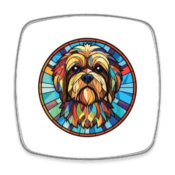 Lhasa Apso Hunderasse Aquarellglas Illustration - Viereckiger Kühlschrankmagnet - Weiß - Vorne
