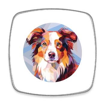 Miniature American Shepherd Dog Breed Watercolor - Square fridge magnet - white - Front