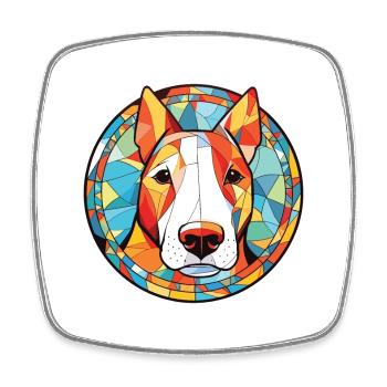 Miniatur Bullterrier Hunderasse Aquarellglas - Viereckiger Kühlschrankmagnet - Weiß - Vorne