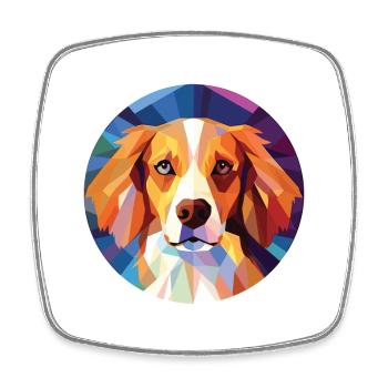 Nederlandse Kooikerhondje Dog Breed Aquarelle - Magnet carré - blanc - Devant