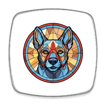 Norwegian Elkhound Dog Breed Colorful Watercolor - Square fridge magnet - white - Front