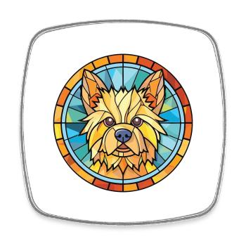 Norwich Terrier Dog Breed Watercolor Illustration - Square fridge magnet - white - Front